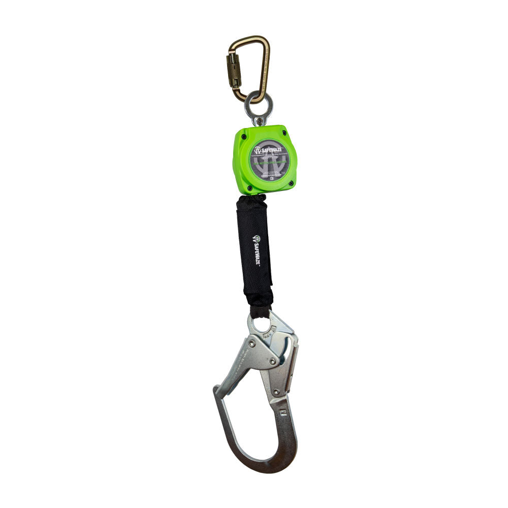 Safewaze 019-5046 6' Single Web Retractable With Steel Carabiner And Double Locking Steel Rebar Hook