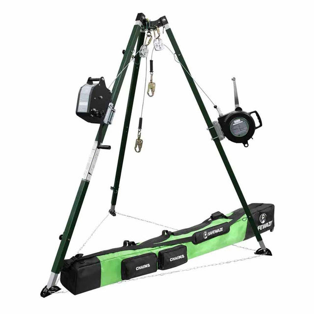SafeWaze 022-11034 10' Tech Tripod Kit with 65' Personnel Winch and 65' 3-Way SRL