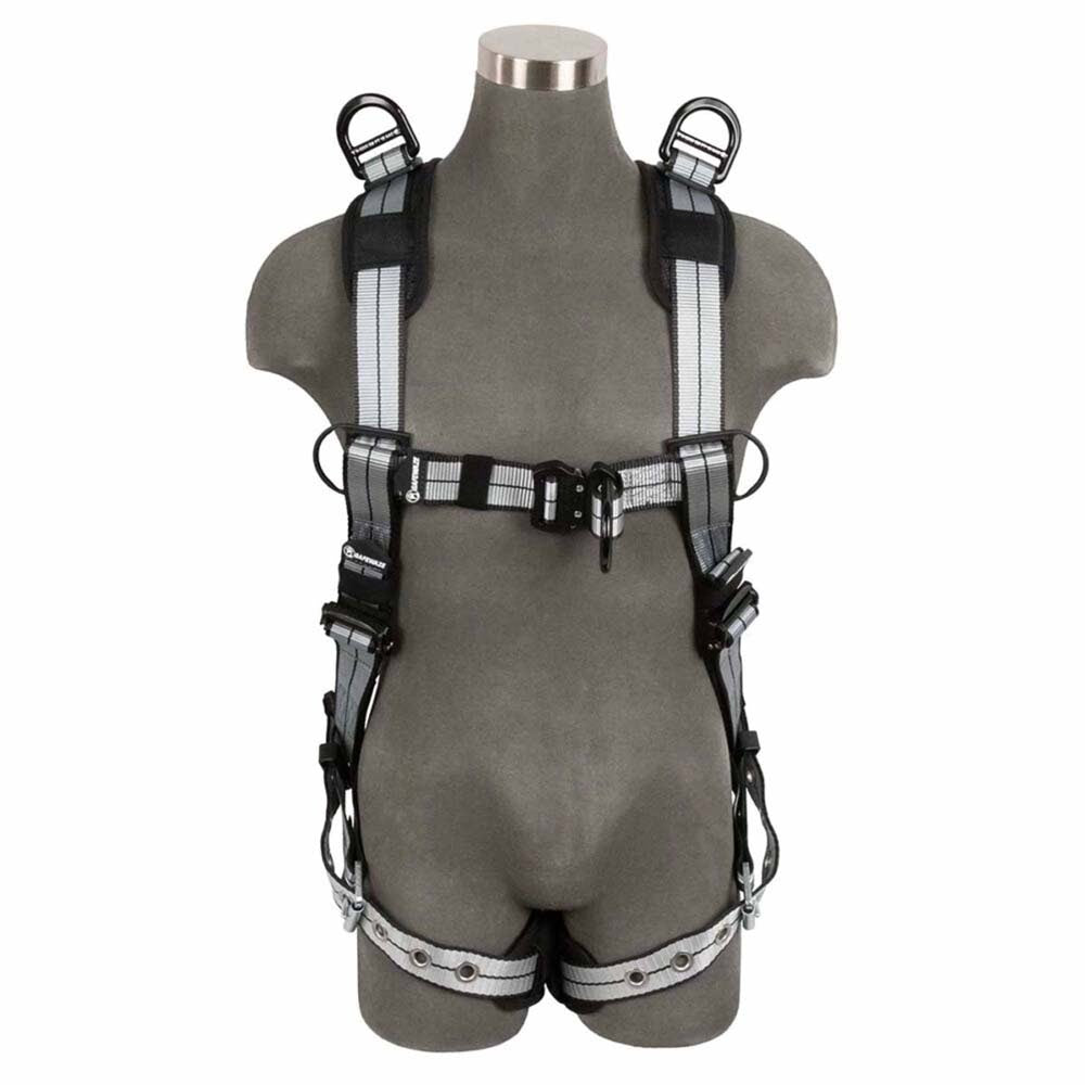 SafeWaze 022-1953 PRO+ Slate Full Body Retrieval Harness with Aluminum D-Rings, Quick-Connect Chest, Retrieval Shoulder D-Rings, and Tongue-Buckle Legs - Size XL