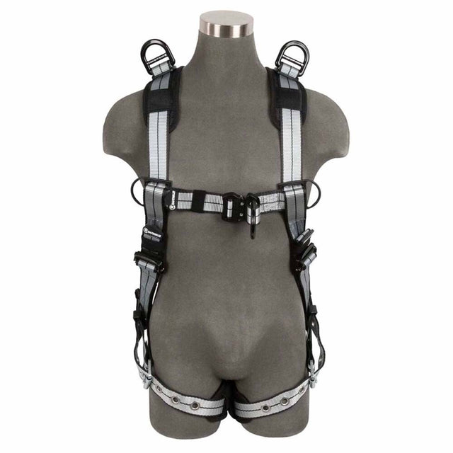 SafeWaze 022-1953 PRO+ Slate Full Body Retrieval Harness with Aluminum D-Rings, Quick-Connect Chest, Retrieval Shoulder D-Rings, and Tongue-Buckle Legs - Size XL