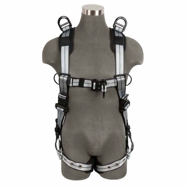 SafeWaze 022-1954 PRO+ Slate Full Body Retrieval Harness with Aluminum D-Rings and Quick-Connect Chest, Size 2X-Large