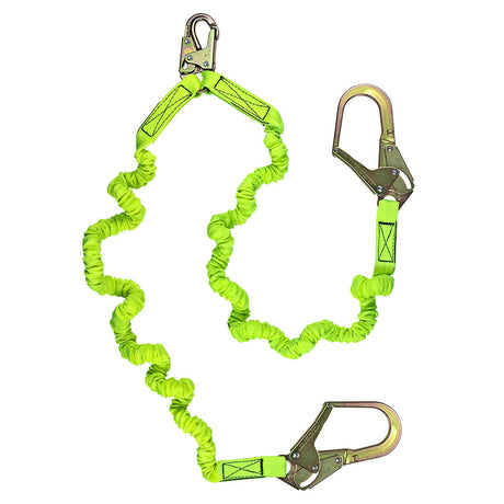 Safewaze FS596 6' Stretch Low-Profile Lanyard With Steel Rebar Hooks