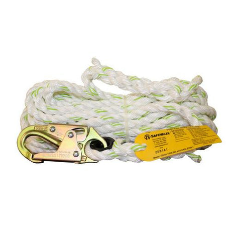 Safewaze FS700-200 200' Rope Lifeline With Double Locking Snap Hook