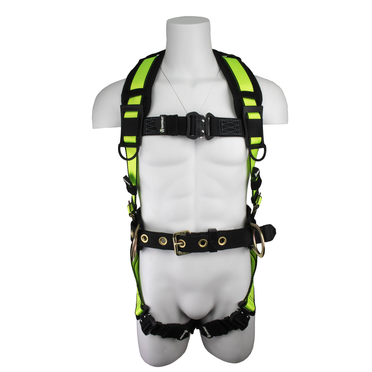 Safewaze SW160-QC-M Pro Construction Harness: 3D, QC Chest, QC Legs, Leg Pads