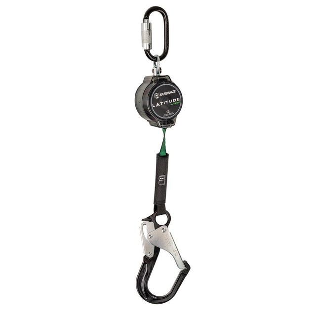 Safewaze 018-5011 Latitude Pro 7' Single Web SRL: Triple Lock Carabiner, Alu Rebar Hook