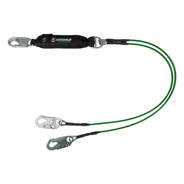 Safewaze 019-2012 Leading Edge 6' Energy Absorbing Lanyard: Dual Leg, Snap Hooks