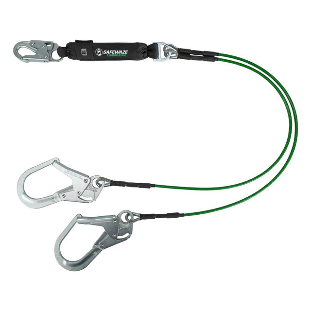 Safewaze 019-2014 Leading Edge 6' Energy Absorbing Lanyard: Dual Leg, Rebar Hooks