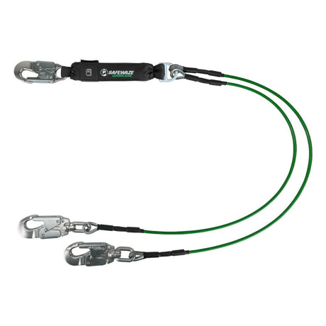 Safewaze 019-2015 Leading Edge 6' Energy Absorbing Lanyard: Dual Leg, Alu Swivel Snap Hooks