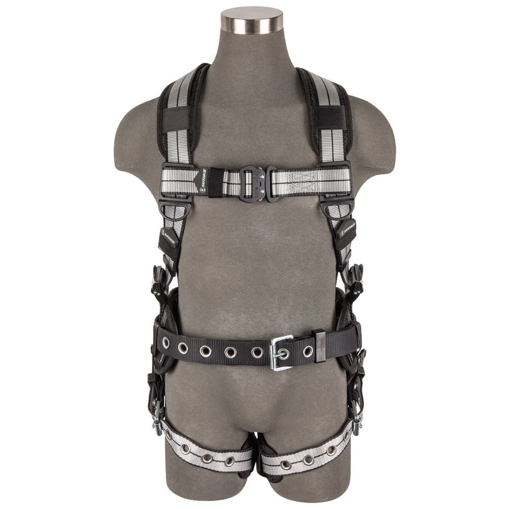 Safewaze 020-1196 PRO+ Slate Construction Harness: Alu 1D, Alu QC Chest, TB Legs, XS