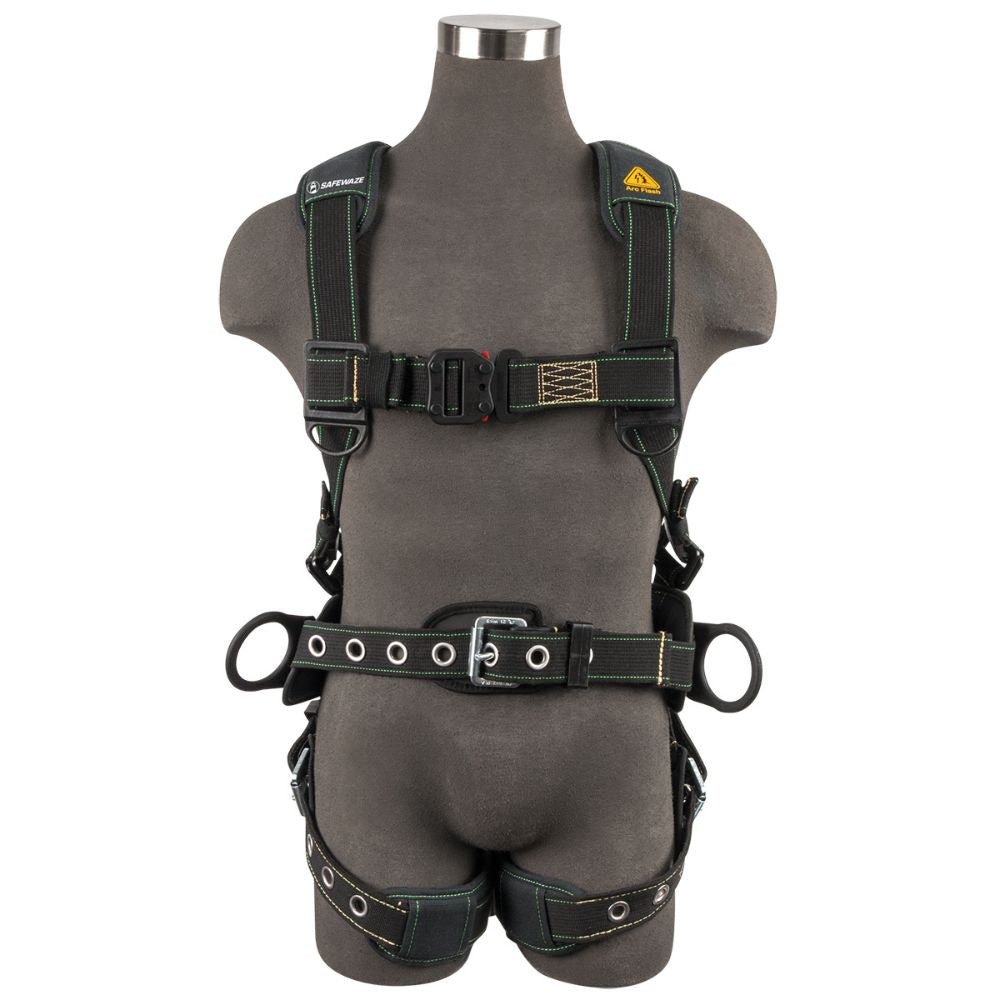 Safewaze 020-1258 Arc Flash Construction Harness: DE 3D, DE QC Chest, TB Legs, XS