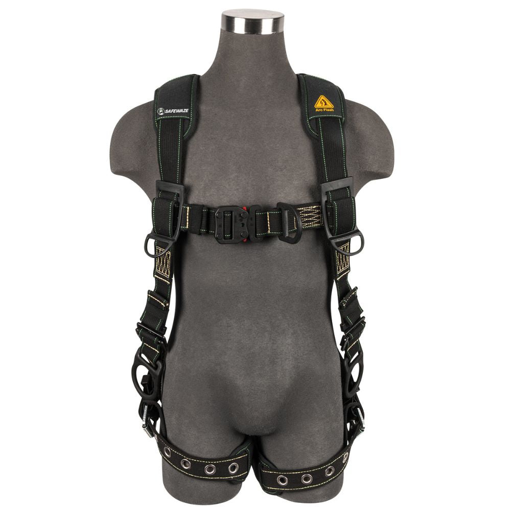 Safewaze 020-1268 Arc Flash Full Body Harness: DE 3D, DE QC Chest, DE FD, TB Legs, Medium