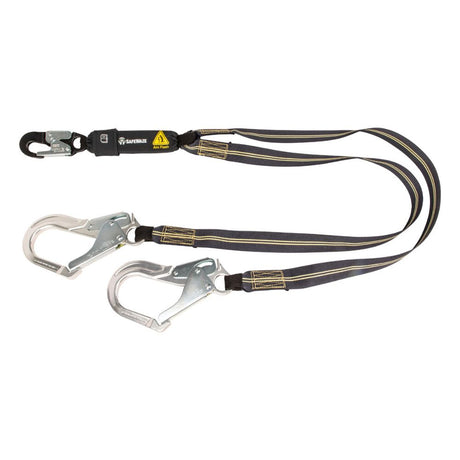 Safewaze 020-2041 Arc Flash 6' Energy Absorbing Lanyard: Aramid, Dual Leg, Alu Rebar Hooks