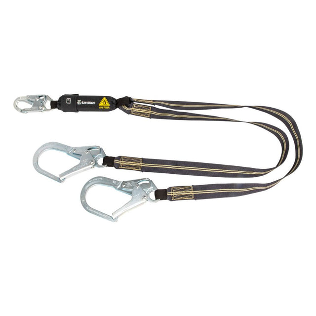 Safewaze 020-2042 Arc Flash 6' Energy Absorbing Lanyard: Aramid, Dual Leg, Rebar Hooks