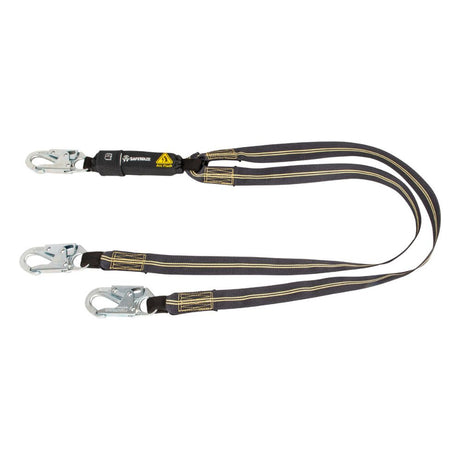 Safewaze 020-2044 Arc Flash 6' Energy Absorbing Lanyard: Aramid, Dual Leg, Snap Hooks