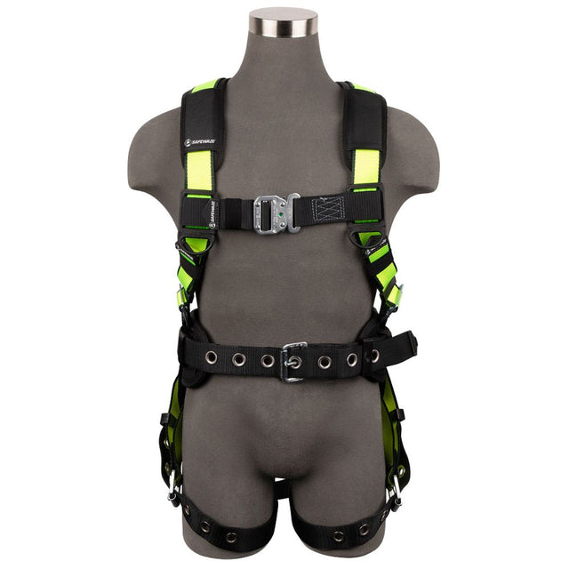 Safewaze 021-1443 PRO Construction Harness: 1D, QC Chest, TB Legs, Medium