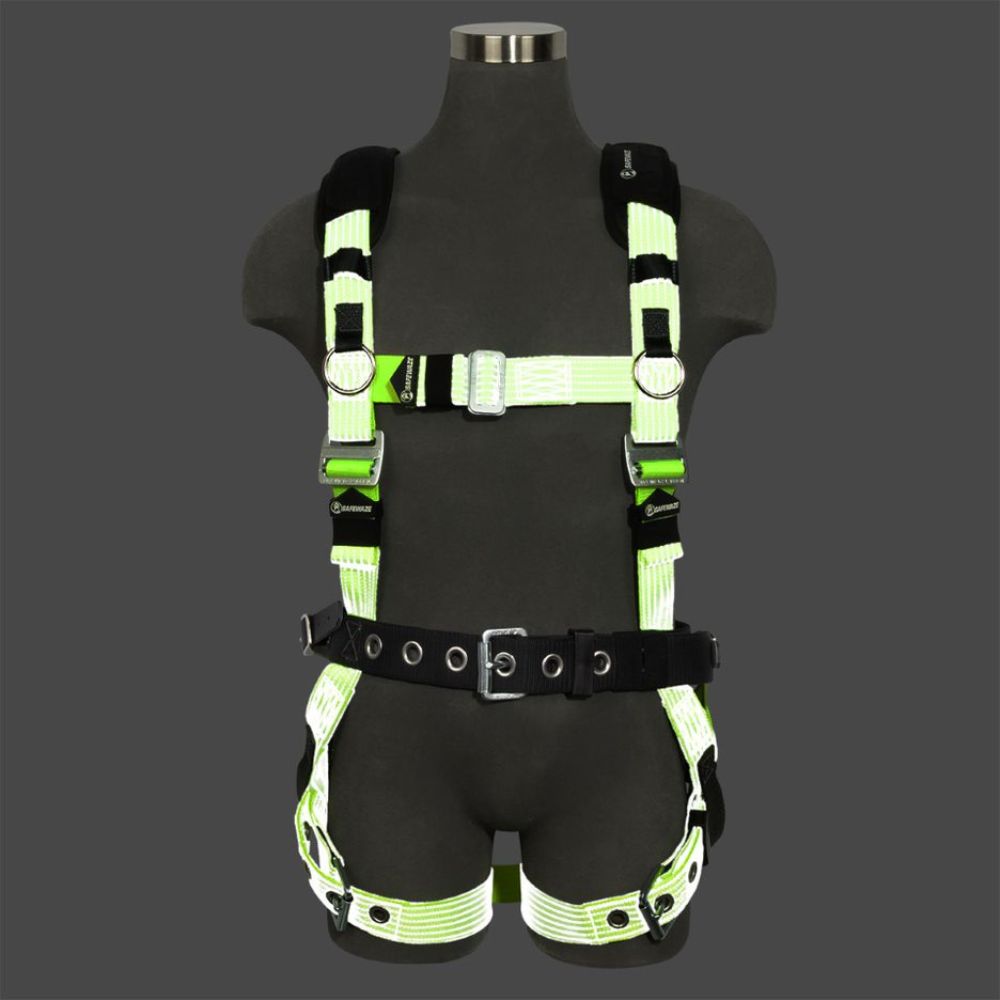 Safewaze 021-1810 Reflective Full Body Harness: 1D, MB Chest, TB legs, Mining Belt, Small - 9