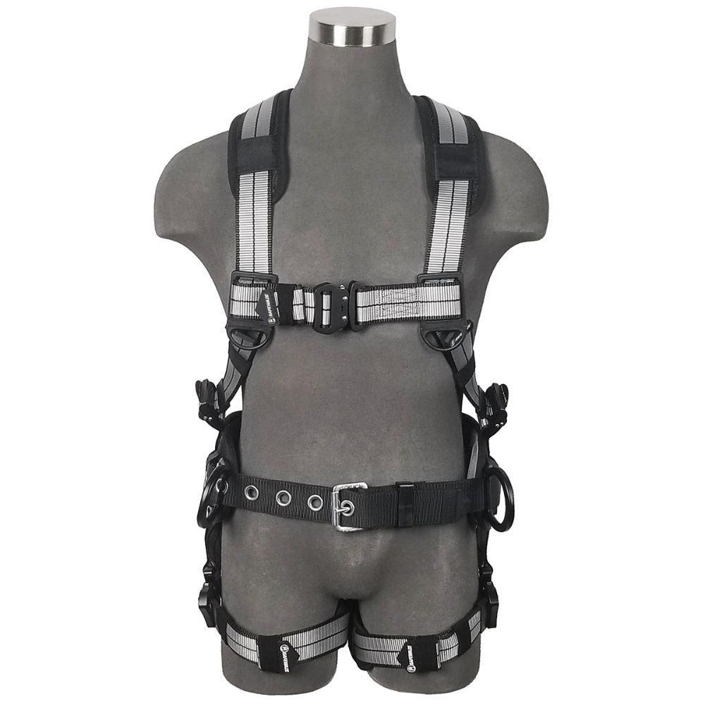 Safewaze 021-1820 PRO+ Slate Construction Harness: Alu 3D, Alu QC Chest/Legs, Large