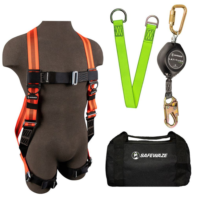 Safewaze 021-3144 V-Line Bag Kit: FS99280-E Harness, FS-FSP1411-W SRL, FS811-3 Anchor, FS8125 Bag