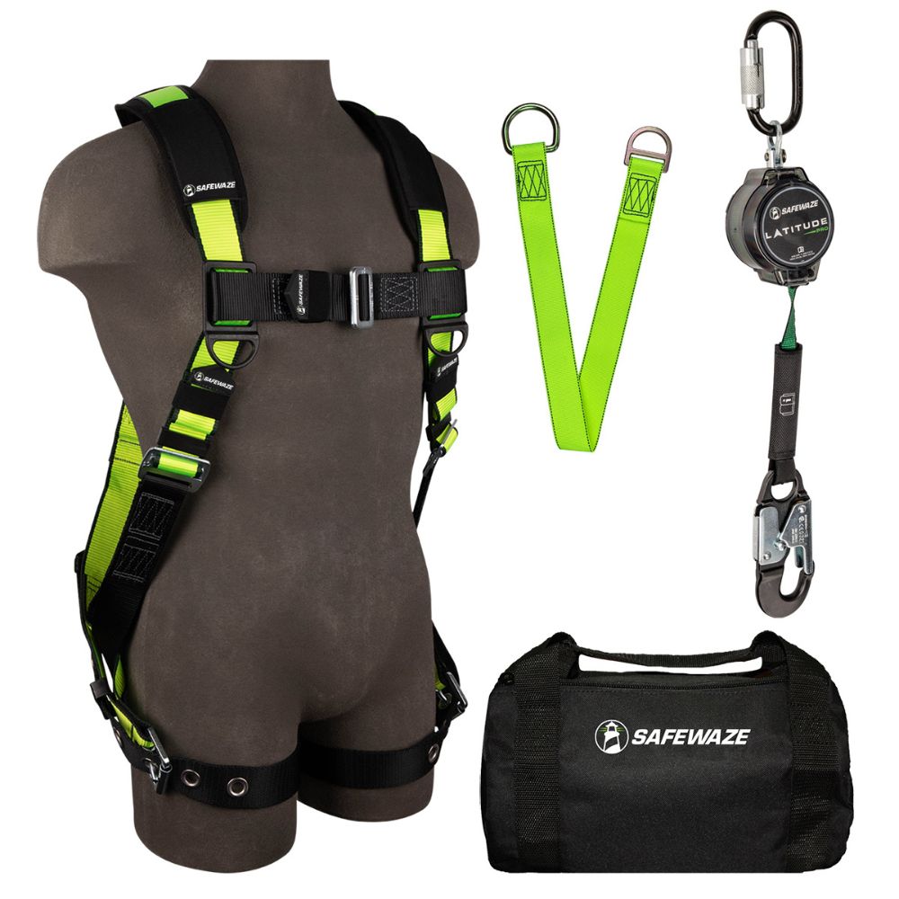 Safewaze EX-1000-2X PRO Bag Combo: FS185-2X Harness, 018-5009 SRL, FS811-3 Anchor, FS8125 Bag, 2X