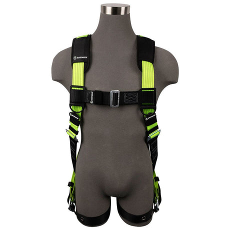 Safewaze FS-HIVIS185-S/M Reflective Full Body Harness: 1D, Mb Chest, Tb Legs