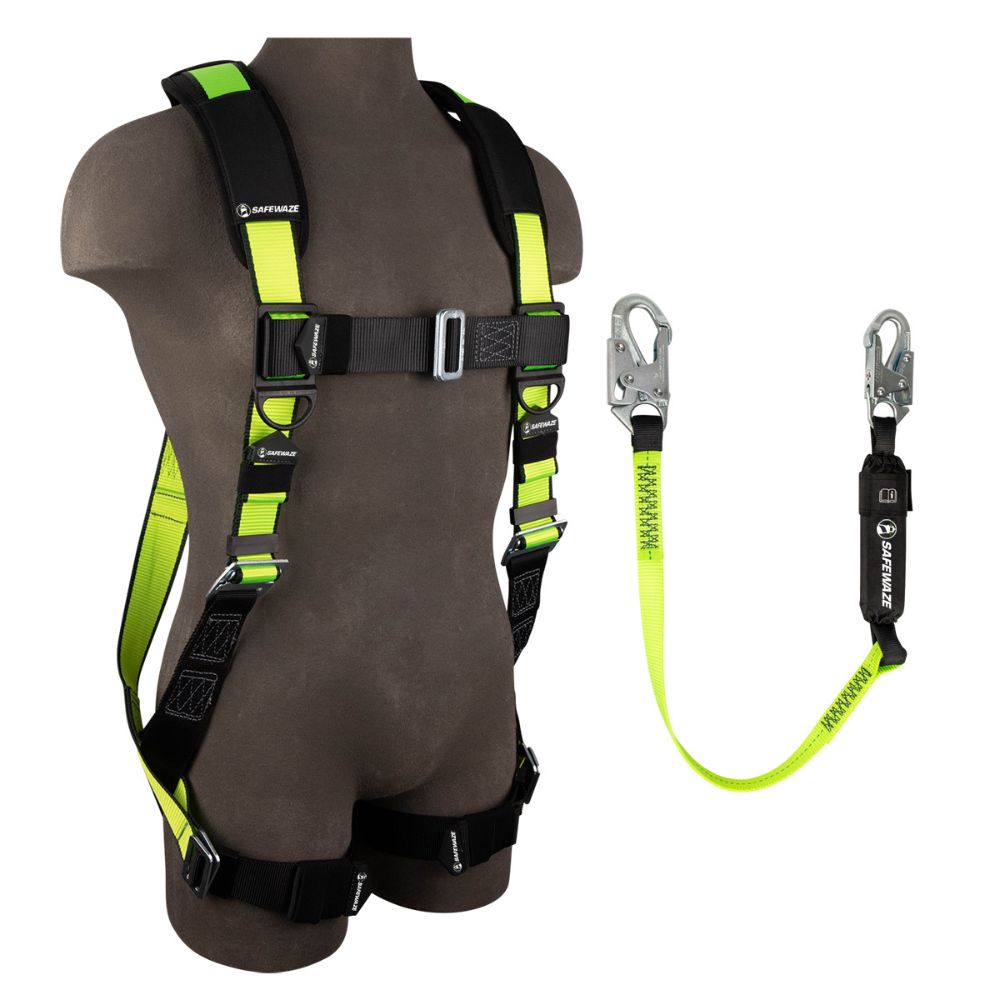 Safewaze FS129-4-L/XL PRO Combo: FS280-L/XL Harness, FS560-4 Lanyard, L/XL