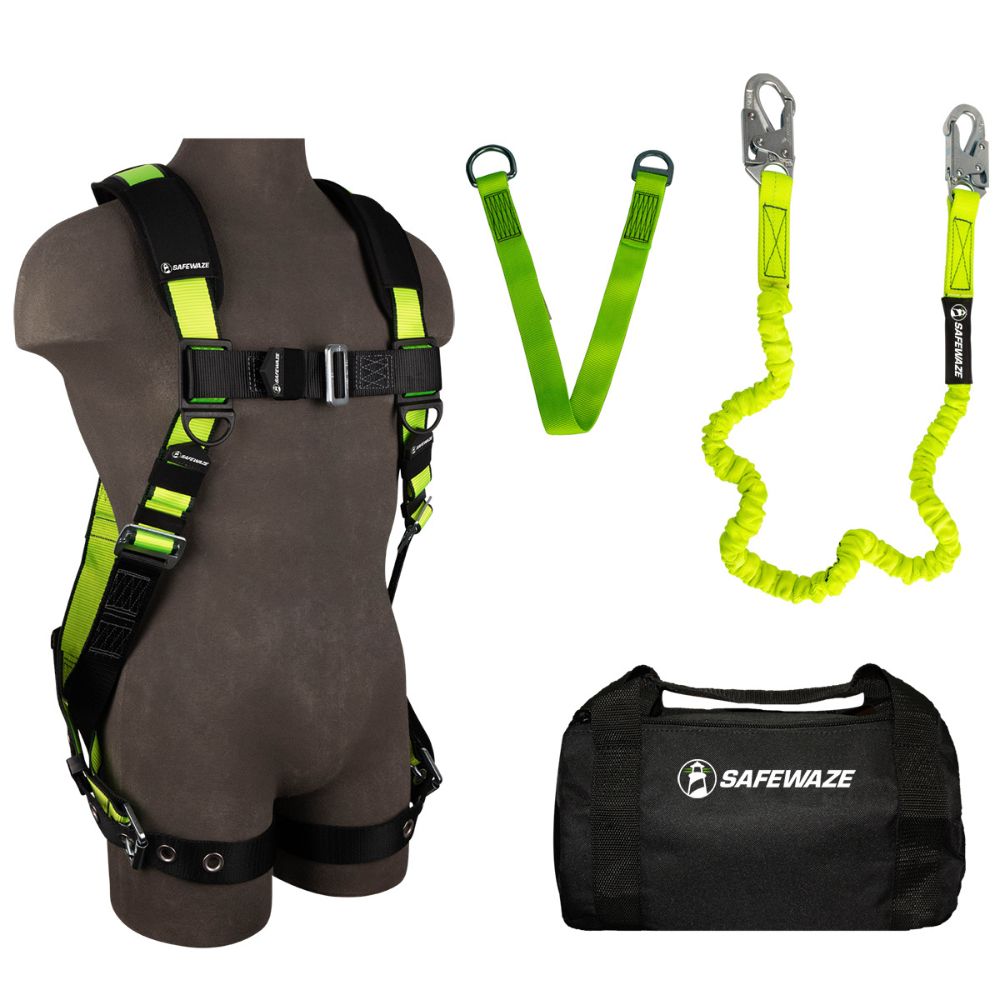 Safewaze FS140-L/XL PRO Bag Kit: FS185-L/XL Harness, FS590 Lanyard, FS811-6 Anchor, FS8125 Bag, L/XL