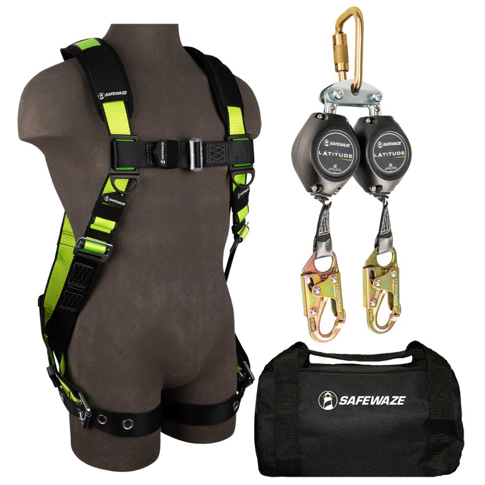 Safewaze FS144-2X PRO Bag Combo: FS185-2X Harness, FS-FSP14075-W SRL, FS8125 Bag, 2X