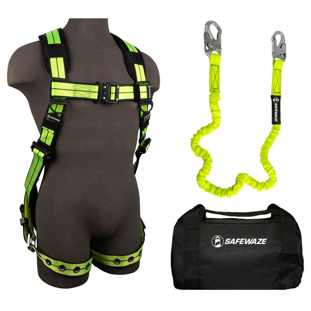 Safewaze FS152-2X PRO+ Bag Combo: FS-FLEX185-2X Harness, FS590 Lanyard, FS8125 Bag, 2X