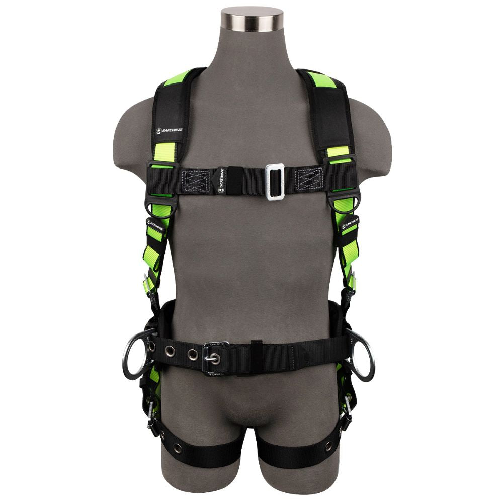 Safewaze FS170-M Pro Construction Harness, Fixed Waist Pad: 3D, Mb Chest, Tb Legs