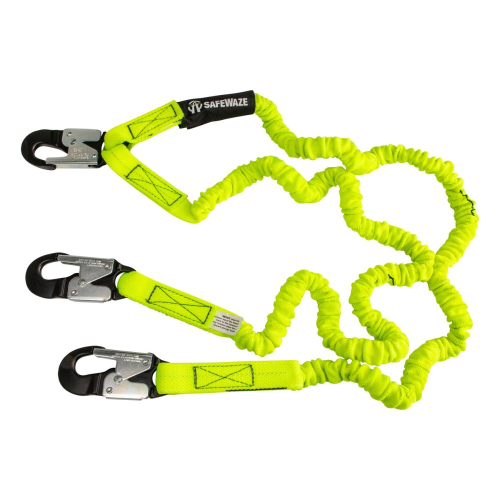 Safewaze FS591-ALU PRO 6' Stretch Internal Energy Absorbing Lanyard: Dual Leg, Alu Snap Hooks