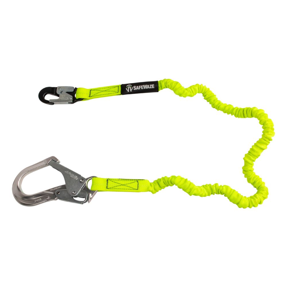 Safewaze FS595-ALU PRO 6' Stretch Internal Energy Absorbing Lanyard: Alu Rebar Hook