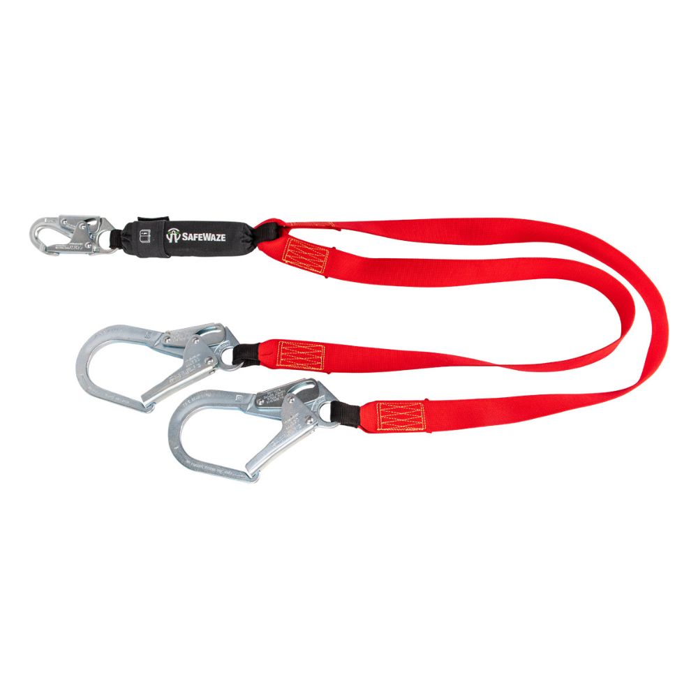 Safewaze FS77435-WE-DL Welding 6' Energy Absorbing Lanyard: Dual Leg, Rebar Hooks