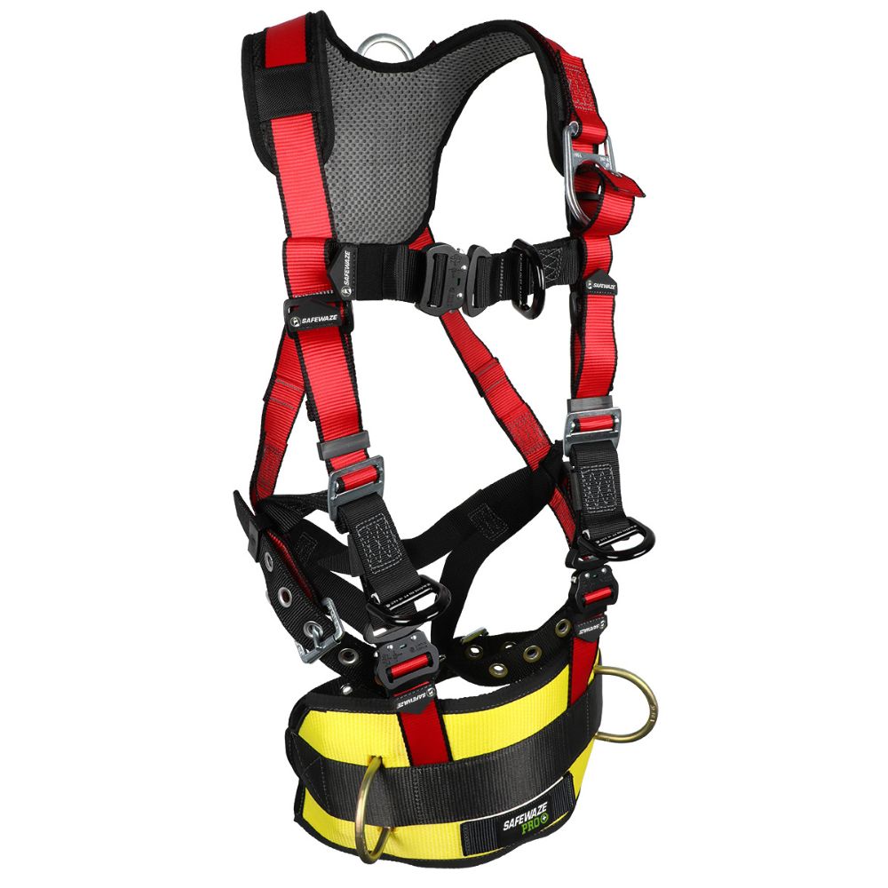 Safewaze FS77635-OD-2X Oil & Gas Full Body Harness: 1D, Derrick Belt, Alu QC Chest, FD, TB Legs, 2X - 2