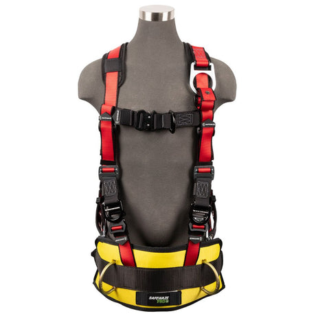 Safewaze FS77635-OD-L/XL Oil & Gas Full Body Harness: 1D, Derrick Belt, QC Chest, Fd, Tb Legs