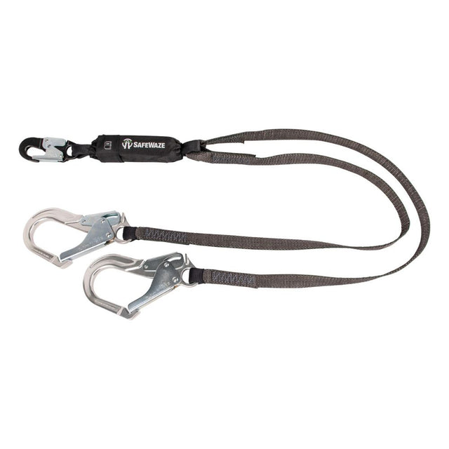 Safewaze FS88666-HW-ALU Heavyweight 6' Energy Absorbing Lanyard: Dual Leg, Alu Rebar Hooks