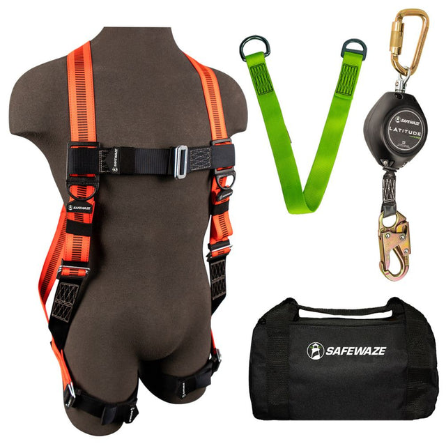 Safewaze SW130-E V-Line Bag Kit: FS99280-E Harness, FS-FSP1411-W SRL, FS811-6 Anchor, FS8125 Bag