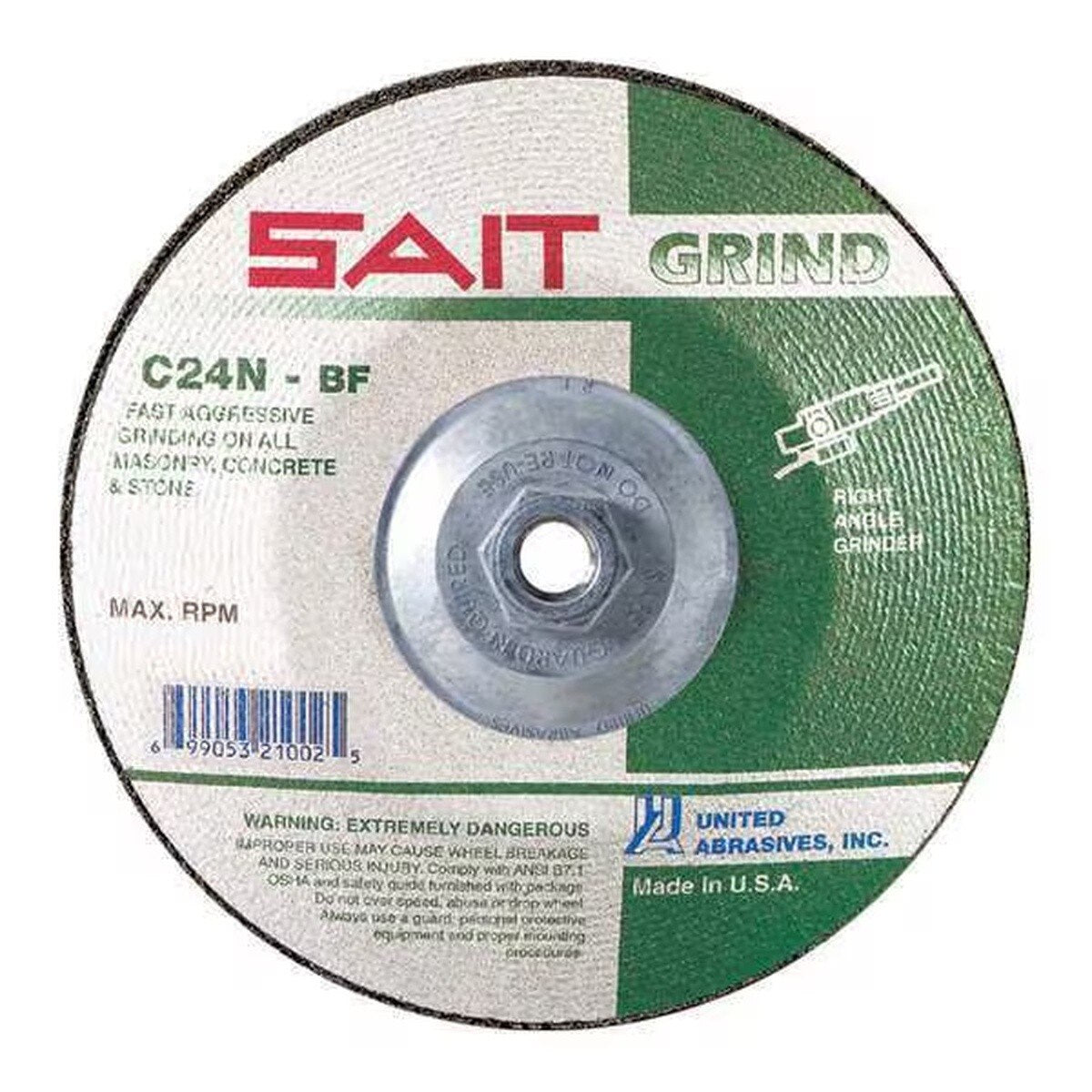 Sait 20171 5 in x 1/4 in x 5/8-11 Type 27 Silicon Carbide Grinding Wheel for Masonry and Concrete (10 Pack)