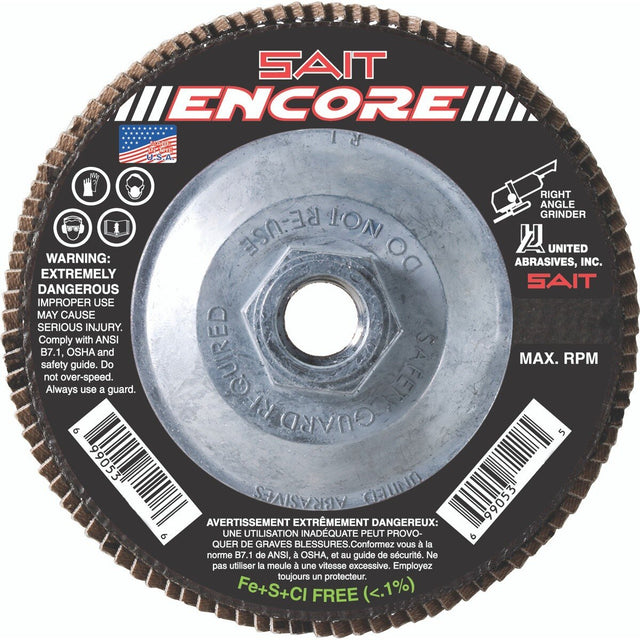 Sait 71219 4-1/2 in Type 27 Zirconia Alumina Flap Disc 80 Grit with 5/8-11 Hub (1 Each)