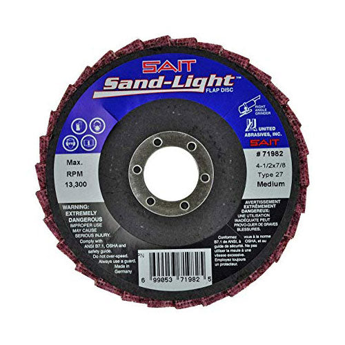 Sait 71982 4-1/2" X 7/8" SAND-LIGHT FLAP DISC, MEDIUM GRIT