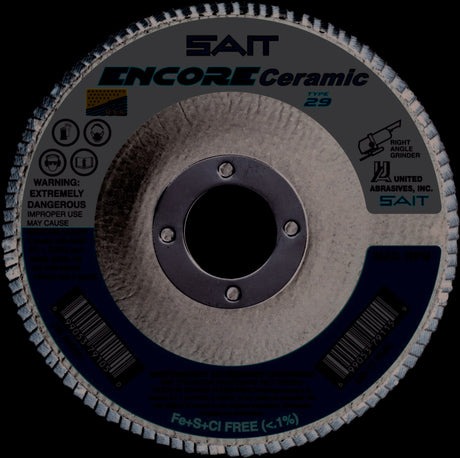 Sait 72827 ENCORE Ceramic Flap Disc T29 5 x 7/8 36X, 10 Pack