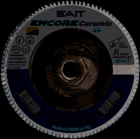 Sait 72938 ENCORE Ceramic Flap Disc T29 5 x 5/8-11 40X, 10 Pack
