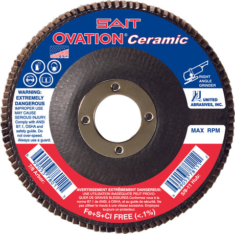 Sait 78260 OVATION Ceramic Flap Disc 4.5 x 7/8 36X, 10 Pack