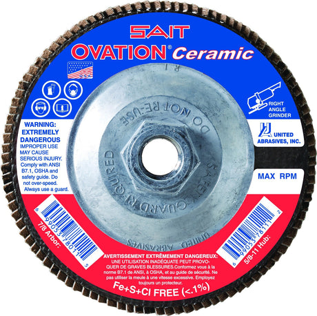 Sait 78320 OVATION Ceramic Flap Disc 4.5 x 5/8-11 36X, 10 Pack