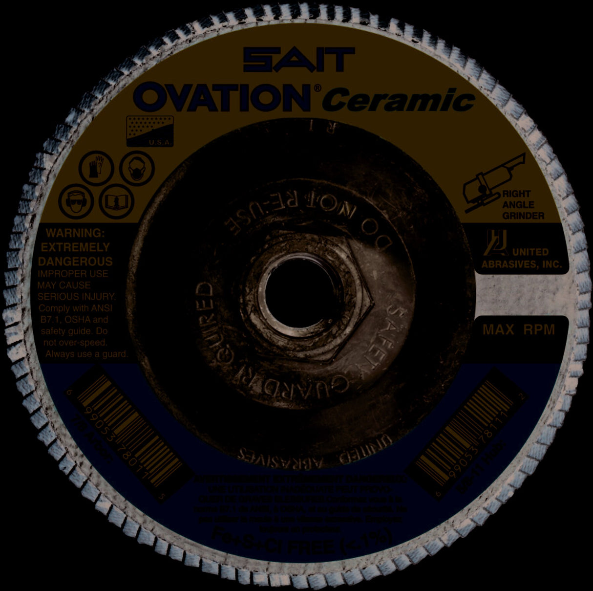 Sait 78321 OVATION Ceramic Flap Disc 4.5 x 5/8-11 40X, 10 Pack