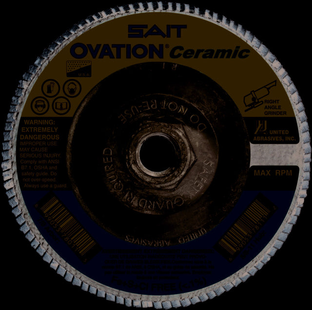Sait 78322 OVATION Ceramic Flap Disc 4.5 x 5/8-11 60X, 10 Pack