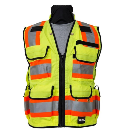Seco 8265-50-FLY Class 2 Fluorescent Yellow Surveyor Safety Vest Large