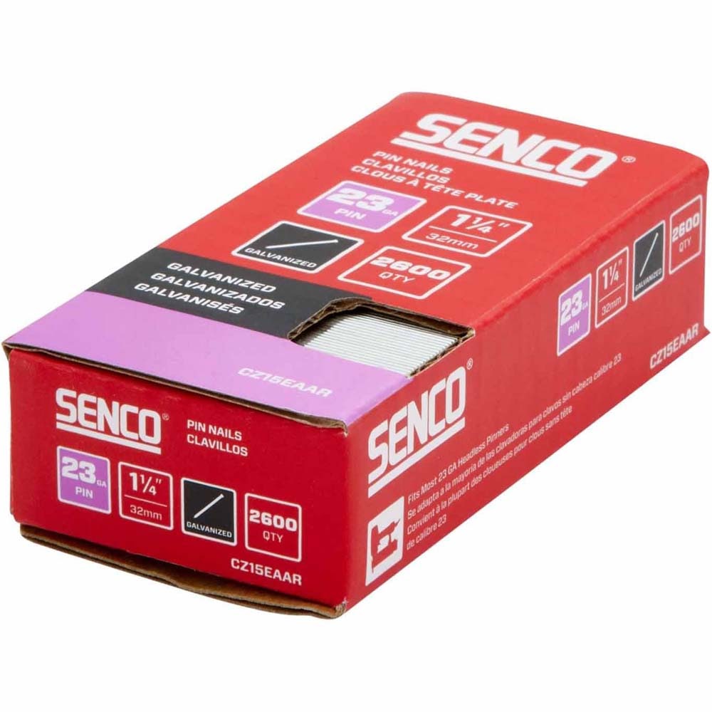 Senco CZ15EAAR 23 Gauge 1-1/4 in. Headless Galvanized Pin Nails (2,600 Pack) - 2