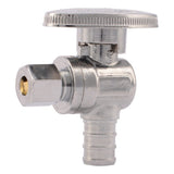 SharkBite 23056LF 1/2 in PEX Barb x 1/4 in OD Compression Brass Quarter Turn Angle Stop Valve