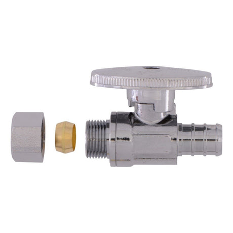 SharkBite 23057LF 1/2 in. PEX Barb x 3/8 in. OD Compression Quarter Turn Brass Straight Stop Valve