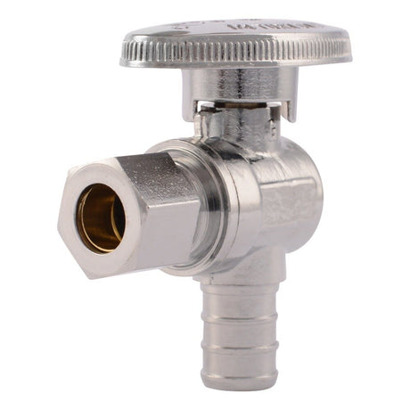 SharkBite 23058LF 1/2 in. x 3/8 in. OD Compression Quarter Turn Brass Barb Angle Stop Valve